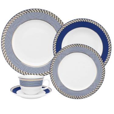 Jogo de Jantar Ch� 30 Pe�as Porcelana Oxford Flamingo Op Art: Ouro