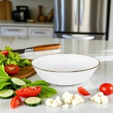 Saladeira em porcelana com friso ouro Oxford Sofia 26cm: Eleg�ncia e brilho para servir