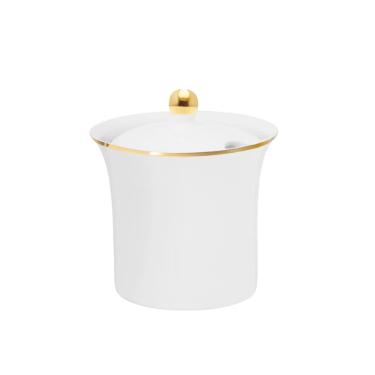 A�ucareiro Oxford Sofia 200ml em porcelana com friso de ouro: Delicadeza e eleg�ncia