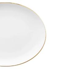 Travessa Oval de Porcelana Oxford Flamingo Sofia Branco e Dourada 31cm