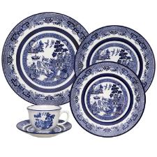 Jogo de Jantar Ch� 30 Pe�as Porcelana Oxford Flamingo Blue Willow: Cl�ssico
