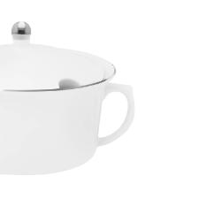 Sopeira de Porcelana Oxford Flamingo Isabel Branco e Prata 2L com Tampa