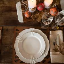 Jogo de Jantar Ch� Caf� 42 P�s Porcelana Oxford Soleil Vict�ria Ouro