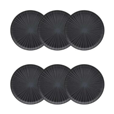 Jogo de 6 Pratos de Sobremesa Oxford Flat �nix Preto 20cm