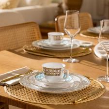 Jogo de Jantar e Ch� Oxford Flamingo Palhinha Brasileira 30 Pe�as Porcelana