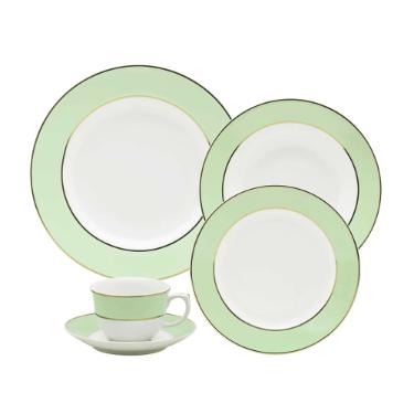 Jogo de Jantar e Ch� Oxford Flamingo Classic Verde 30 Pe�as Porcelana