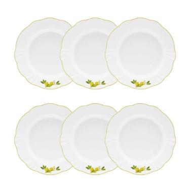Jogo de 6 Pratos Fundos Oxford Soleil Limoni 24cm Porcelana