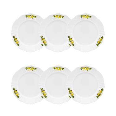 Jogo de 6 Pratos de Sobremesa Oxford Soleil Limoni 23cm Porcelana
