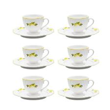 Jogo de 6 X�caras de Ch� Oxford Soleil Limoni 200ml com Pires Porcelana