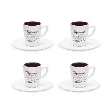 Jogo 4 X�caras Caf� Expresso Porcelana Oxford Dose 75 Ml: Frase