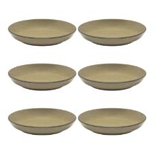 Jogo de 6 Pratos Fundos Oxford Flat Ocre 20,5cm