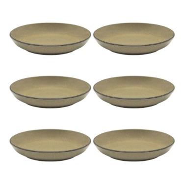Jogo de 6 Pratos Fundos Oxford Flat Ocre 20,5cm