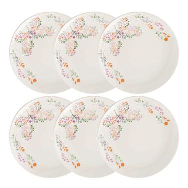 Jogo 6 Pratos Rasos Cer�mica Oxford Unni Jardim Secreto 26 Cm: Afeto