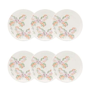 Jogo 6 Pratos Sobremesa Cer�mica Oxford Unni Jardim Secreto 20 Cm: Ref�gio