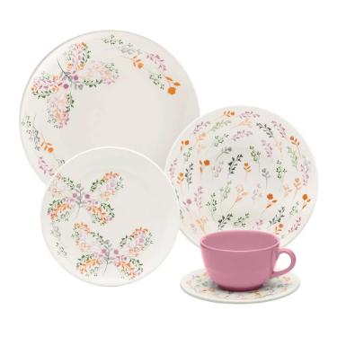 Jogo de Jantar Ch� 30 Pe�as Cer�mica Oxford Unni Jardim Secreto: Afeto