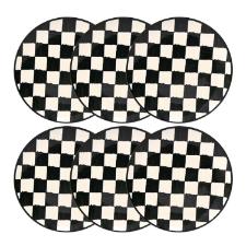 Jogo 6 Pratos Rasos Cer�mica Oxford Unni Damas 26 Cm: Quadriculado