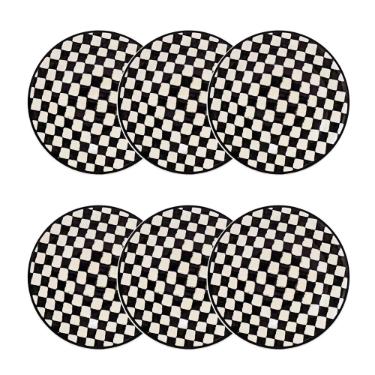 Jogo 6 Pratos Fundos Cer�mica Oxford Unni Damas 20,5 Cm: Quadriculado
