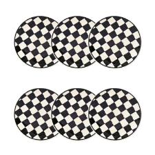 Jogo 6 Pratos Sobremesa Cer�mica Oxford Unni Damas 20 Cm: Quadriculado