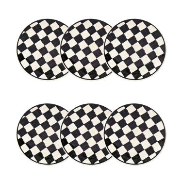Jogo 6 Pratos Sobremesa Cer�mica Oxford Unni Damas 20 Cm: Quadriculado