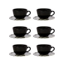 Jogo 6 X�caras Ch� Cer�mica Oxford Unni Damas 200 Ml: Quadriculado