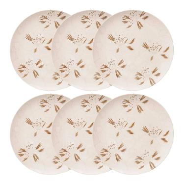 Jogo 6 Pratos Rasos Cer�mica Oxford Unni Orqu�dea 26 Cm: Floral