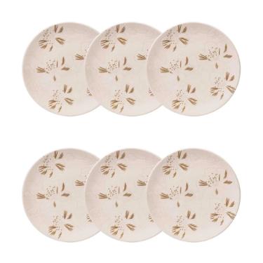 Jogo 6 Pratos Sobremesa Cer�mica Oxford Unni Orqu�dea 20 Cm: Floral