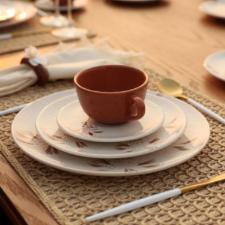 Jogo de Jantar Ch� 30 P�s Cer�mica Oxford Unni Orqu�dea: Floral