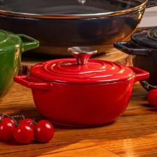 Ca�arola de Ferro Fundido Esmaltado Oxford Aroma Vermelha 18cm Para Fog�o Indu��o