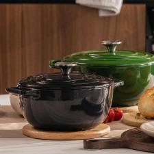 Ca�arola de Ferro Fundido Esmaltado Oxford Aroma Cinza 22cm Para Fog�o Indu��o