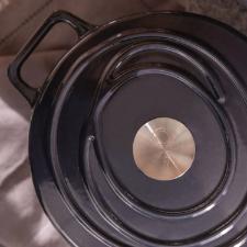 Ca�arola de Ferro Fundido Esmaltado Oxford Aroma Cinza 24cm Para Fog�o Indu��o