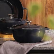 Ca�arola de Ferro Fundido Esmaltado Oxford Aroma Cinza 24cm Para Fog�o Indu��o