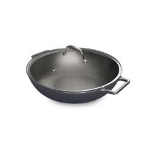 Panela Wok de Ferro Fundido Esmaltado Oxford Aroma Cinza 35cm para Indu��o