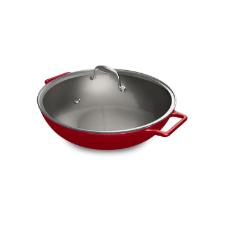 Panela Wok de Ferro Fundido Esmaltado Oxford Aroma Vermelha 35cm para Indu��o
