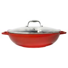 Panela Wok de Ferro Fundido Esmaltado Oxford Aroma Vermelha 35cm para Indu��o