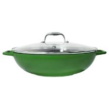 Panela Wok de Ferro Fundido Esmaltado Oxford Aroma Verde 35cm para Indu��o