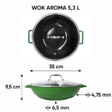 Panela Wok de Ferro Fundido Esmaltado Oxford Aroma Verde 35cm para Indu��o