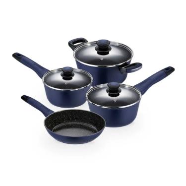 Jogo de Panelas Antiaderente Oxford Everyday Azul 4 Pe�as com Alum�nio Indu��o