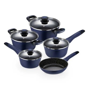 Jogo de Panelas Antiaderente Oxford Everyday Azul 5 Pe�as com Alum�nio Indu��o