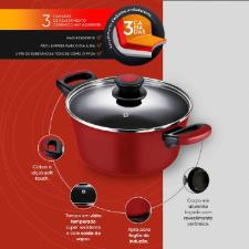 Ca�arola Antiaderente Oxford Everyday Vermelha 22cm Alum�nio com Tampa