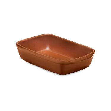 Travessa retangular para Servir Feijoada Oxford Cer�mica Artesanal 29cm Terracota