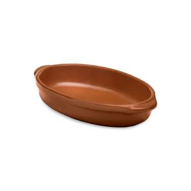 Travessa Oval para Servir Feijoada Oxford Cer�mica Artesanal 24,5cm Terracota
