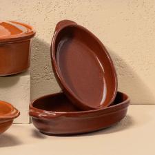 Travessa Oval para Servir Feijoada Oxford Cer�mica Artesanal 24,5cm Terracota