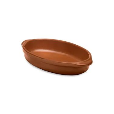 Travessa Oval para Servir Feijoada Oxford Cer�mica Artesanal 20,5cm Terracota