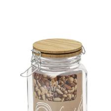 Pote Herm�tico Oxford Retr� Quadrado de Vidro com Tampa de Bambu 1,2L