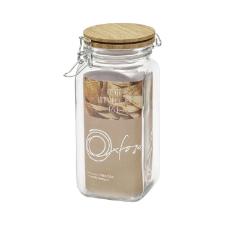 Pote Herm�tico Oxford Retr� Quadrado de Vidro com Tampa de Bambu 1,6L