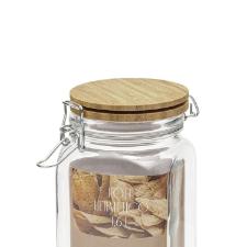 Pote Herm�tico Oxford Retr� Quadrado de Vidro com Tampa de Bambu 1,6L