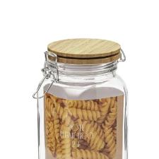 Pote Herm�tico Oxford Retr� Quadrado de Vidro com Tampa de Bambu 2L