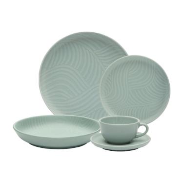 Jogo de Jantar Ch� 30 P�s Cer�mica Oxford Flat O�sis: Menta Acetinado