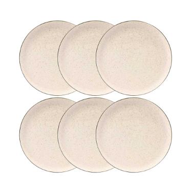 Jogo 6 Pratos Rasos Cer�mica Oxford Flat Duna 26 Cm: Minimalista