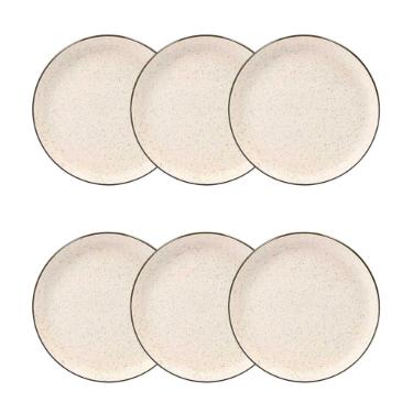 Jogo 6 Pratos Sobremesa Cer�mica Oxford Flat Duna 20 Cm: Minimalista